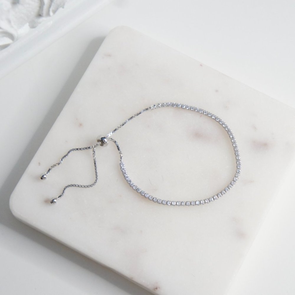 Adjustable Sterling Silver Bolo Adjustable Cz Ten… - image 5